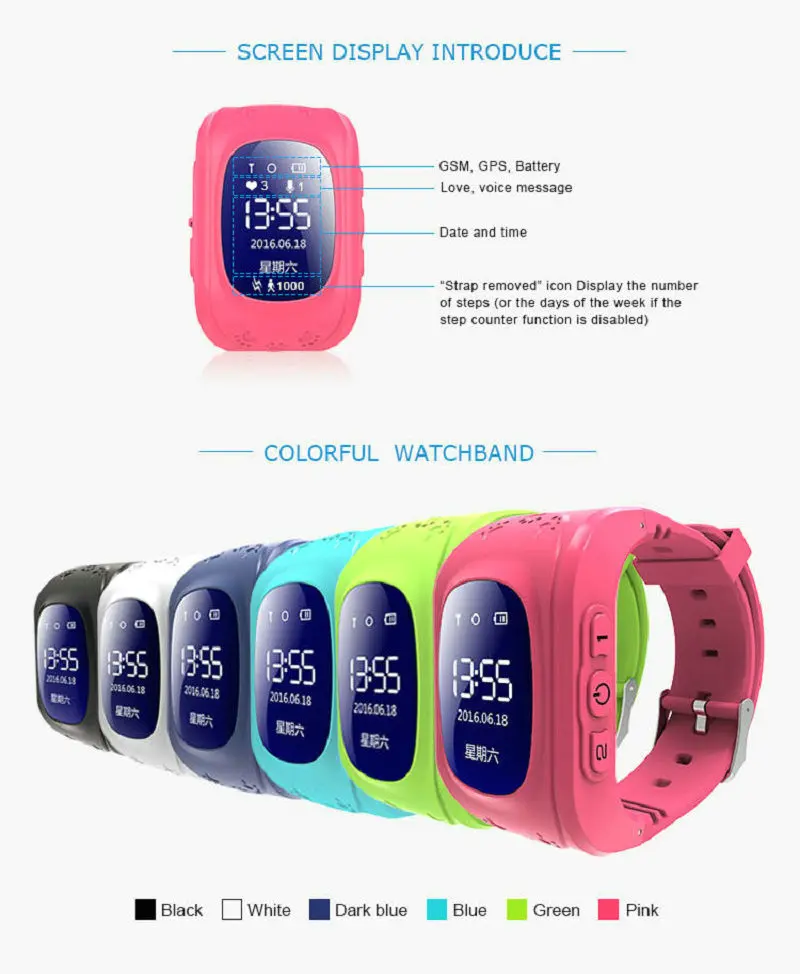 Anti Lost Q50 Kids Smart Watch OLED Children GPS Tracker SOS Monitor Position Phone GPS Baby Watch IOS Android PK Q12 S9 Watch