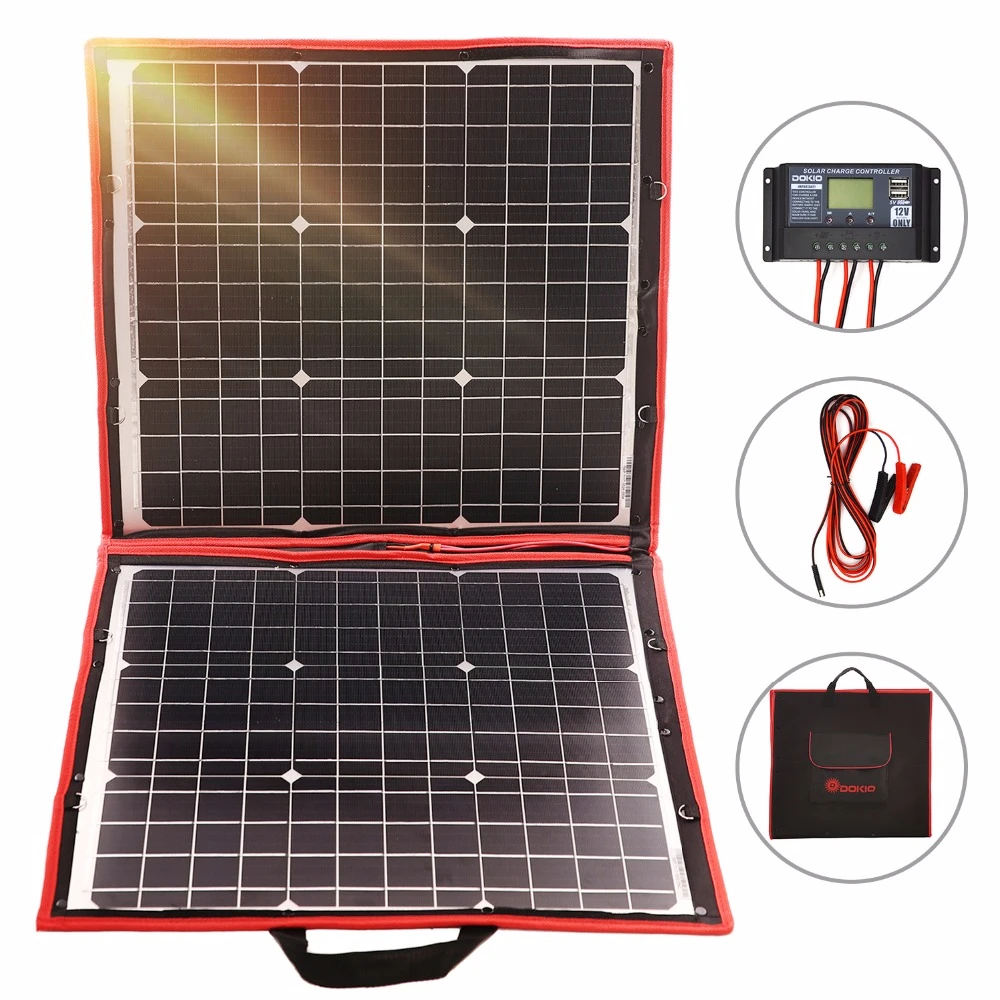 Dokio 80W Solar Panel 12V/18V Flexible Foldble Solar Panel usb Portable Solar Cell Kit For Boats/Out-door Camping Solar Panel Dokio 80W Solar Panel 12V/18V Flexible Foldble Solar Panel usb Portable Solar Cell Kit For Boats/Out-door Camping Solar Panel