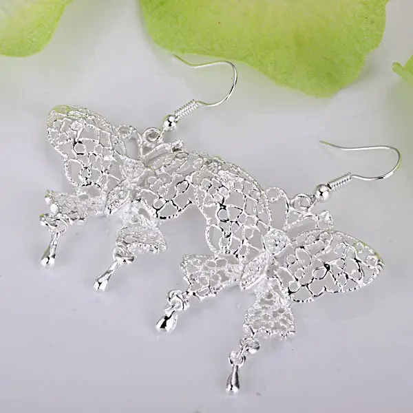 silver butterfly earrings hoops