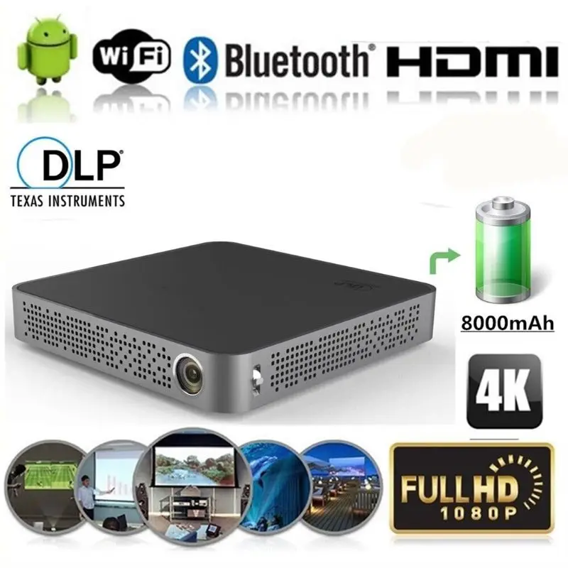 

M10 4K HD 1080P TI-DLP Technology Wifi Projector Mini HDMI Cinema for Home Theater for Iphone Android IOS Mobile phone PC Laptop