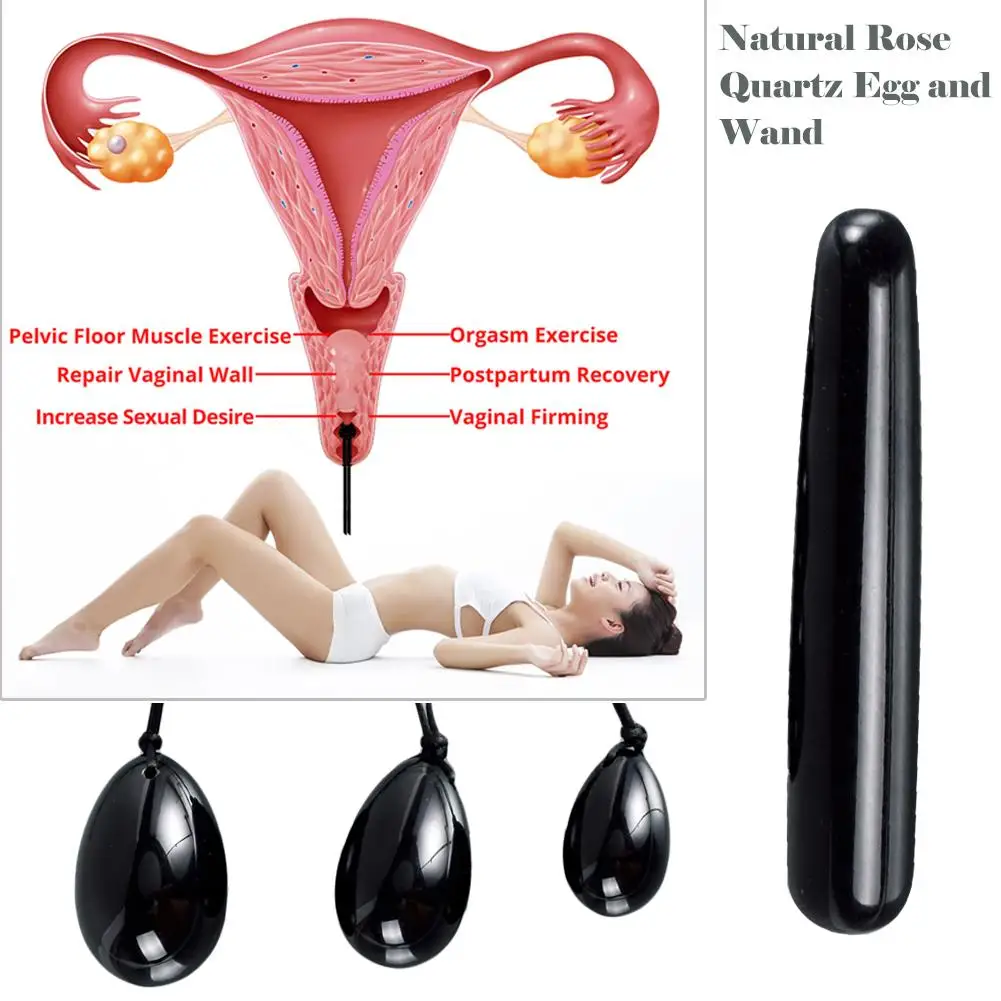 

Women's Private Part Massage Eggs Massage Wand For Female 4PCS Massager Set Natural Semi Precious Stones Obsidian