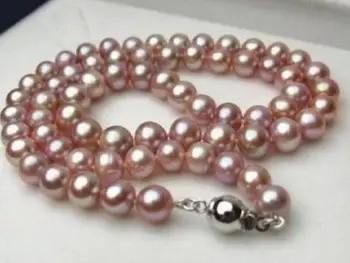 

Hot sale new Style >>>>>7-8MM Genuine Natural Lavender akoya cultured pearl necklace 17"