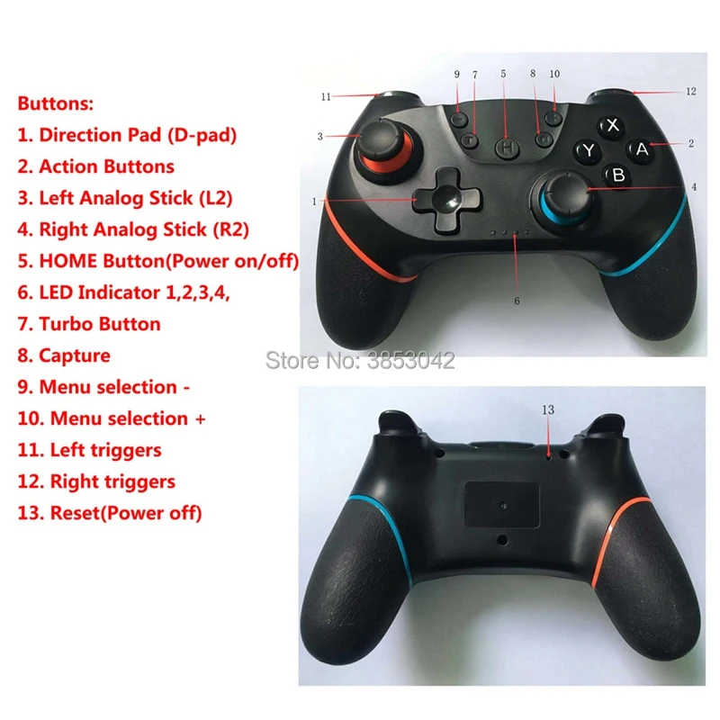 Wireless Bluetooth Controller For Nintend Switch Pro Host Vibration Gamepad Console Joystick For NS Switch Pro (1)