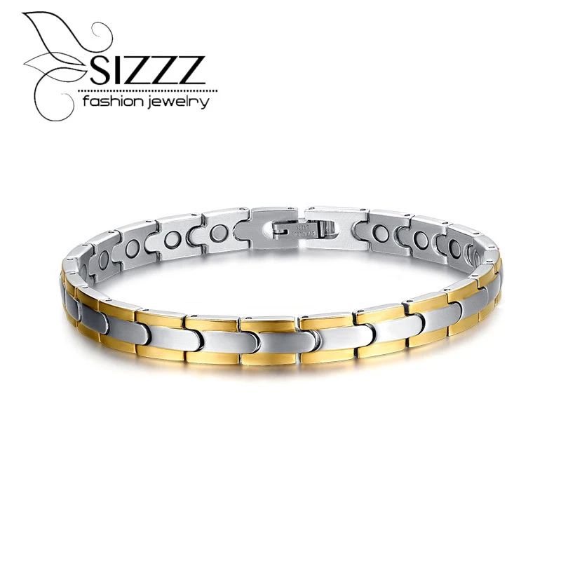 Pulsera de acero inoxidable 316L para hombre y mujer, brazalete de germanio magnético, cadena de salud, dijes, joyería|steel bracelet|316l stainless steel braceletstainless steel bracelet -