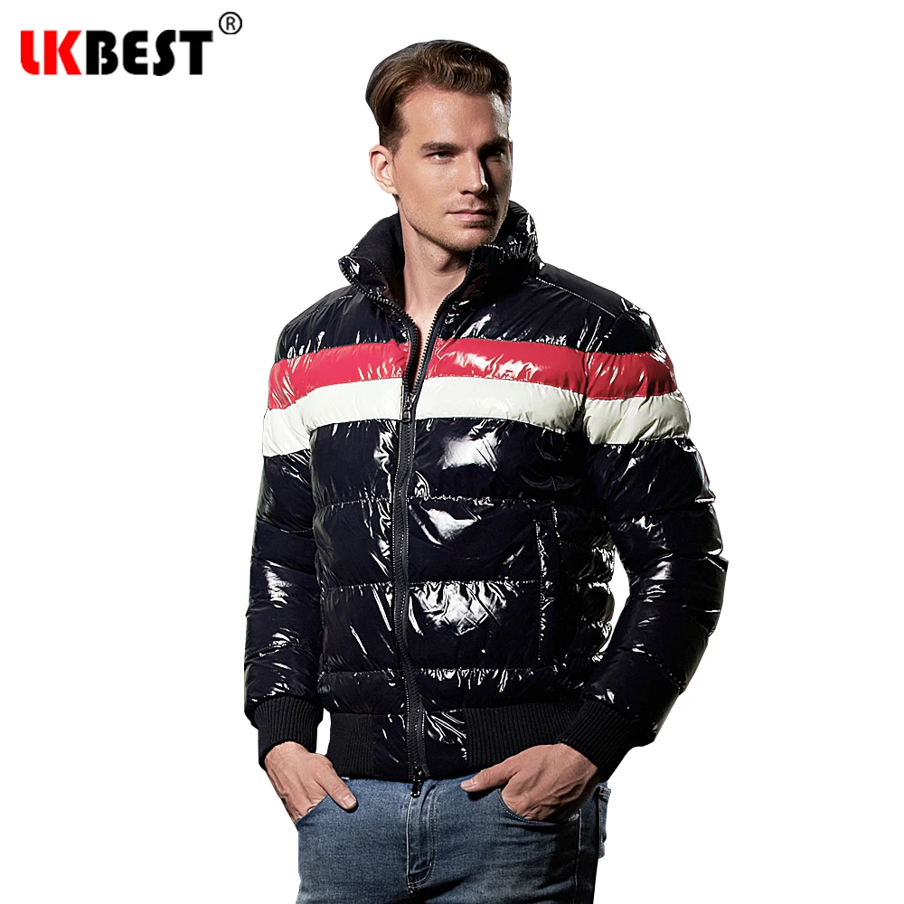 

LKBEST 2019 New Winter Jacket Men Warm Striped Cotton Coat men Outerwear Men Parkas windproof overcoat Slim Thick Clothes Y17