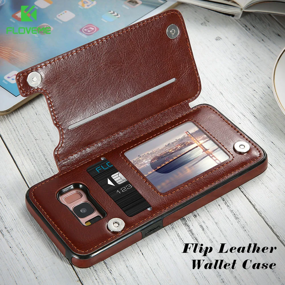 

FLOVEME Leather Wallet Case for Samsung Galaxy S8 S9 S8 plus Retro Flip Cases for Samsung Galaxy Note 9 8 S7 edge S9 Coque Capa