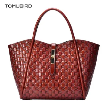 

TOMUBIRD 2020 New women genuine leather bag fashion embossing art bag tote women real leather handbags shoulder bag
