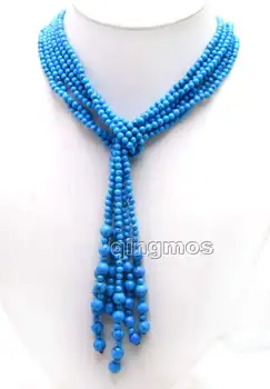 

SUPER LONG 45" NOBLEST 3 STRANDS 3-4mm Stone NECKLACE-nec3106