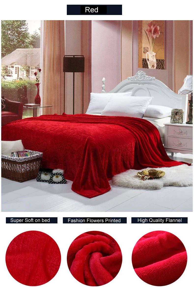 Европейский Сплошной Красный тисненый коралловый флис ткань одеяло мягкое на ощупь толстое постельное одеяло на кровать/диван/путешествия Твин Полный queen King