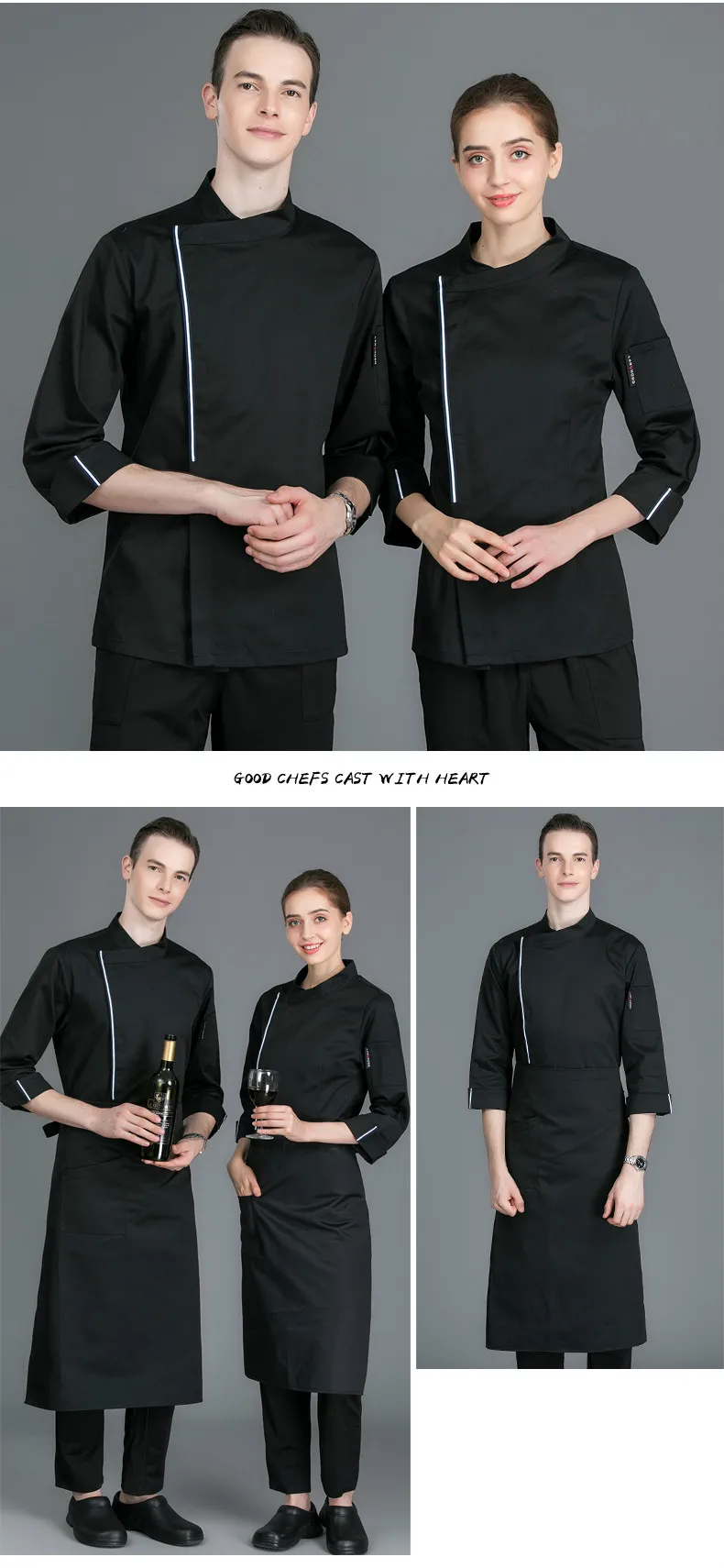 Новое поступление мужской шеф-повар куртка с длинными рукавами Еда Услуги Кухня спецодеждой одежда для готовки Ресторан комбинезоны топы