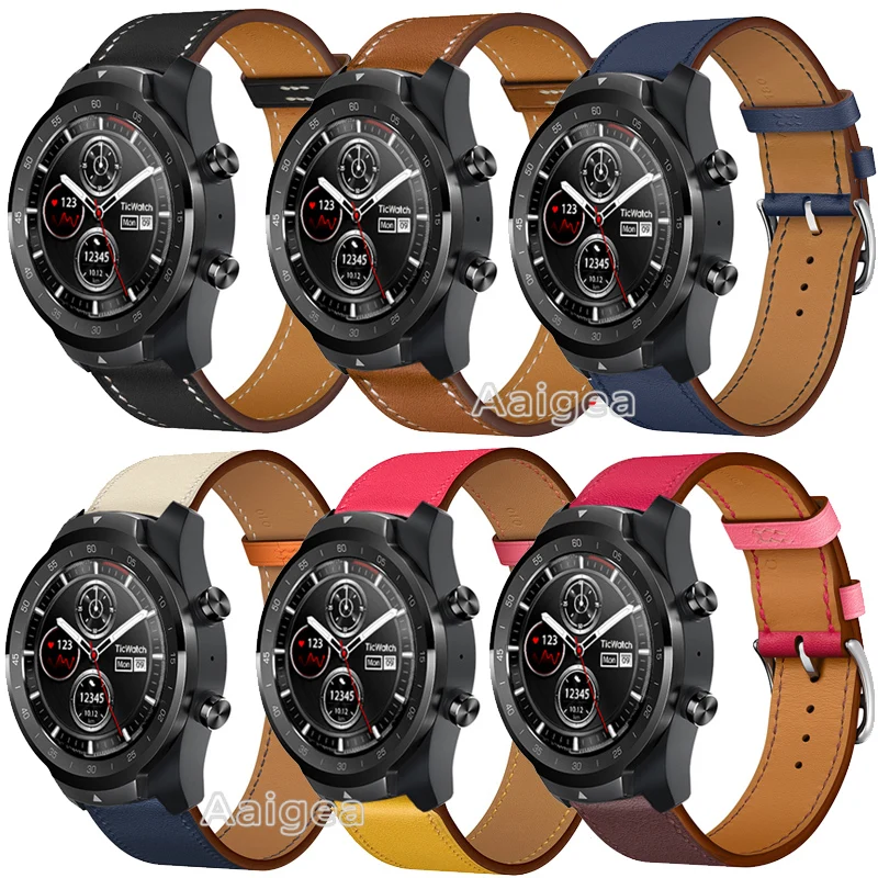 

Fashion Genuine Leather Watch Band Strap for Ticwatch Pro Smart Watch Colorful Replacement Wrist band strap 22mm watchbands