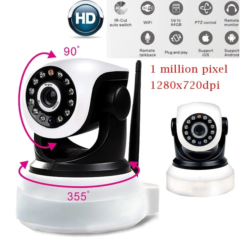 4 ГБ карты + IP Wi-Fi P2P Беспроводной Камера securiy Камера охранных Крытый телефон HD в режиме реального времени 720 P младенцев/Pet монитор