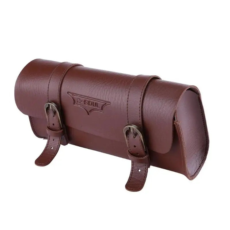 Discount Retro Bicycle Tail Bag PU Leather Cycling Bag Saddle Pouch Tail Pannier Personalized Riding Vintage Bicycle Bike Bag Promotion 6