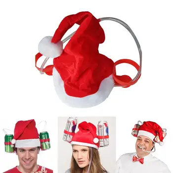 

Christmas Santa Claus Cheers Drinking Hat Holds 2 Beverages Holiday Decoration Christmas Hats