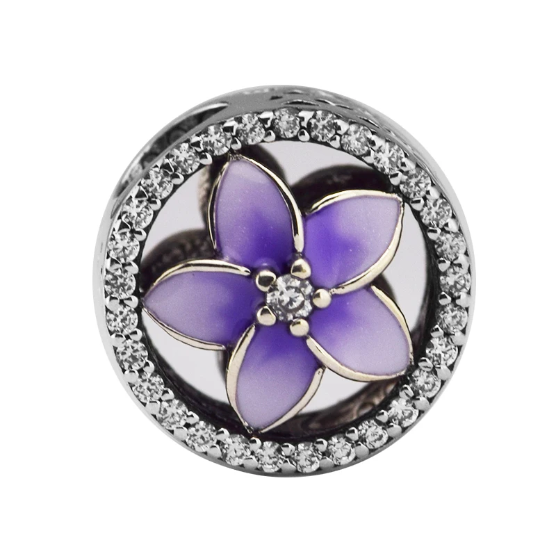 

CKK 925 Sterling Silver Charm Purple Plumeria Flower Beads for Jewelry Making