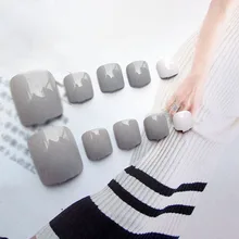 24 шт./компл. Летняя женская подделка накладные ногти для пальцев ног сплошной цвет полный Toenail советы леди девушка ногти на ногах художественные инструменты TY99