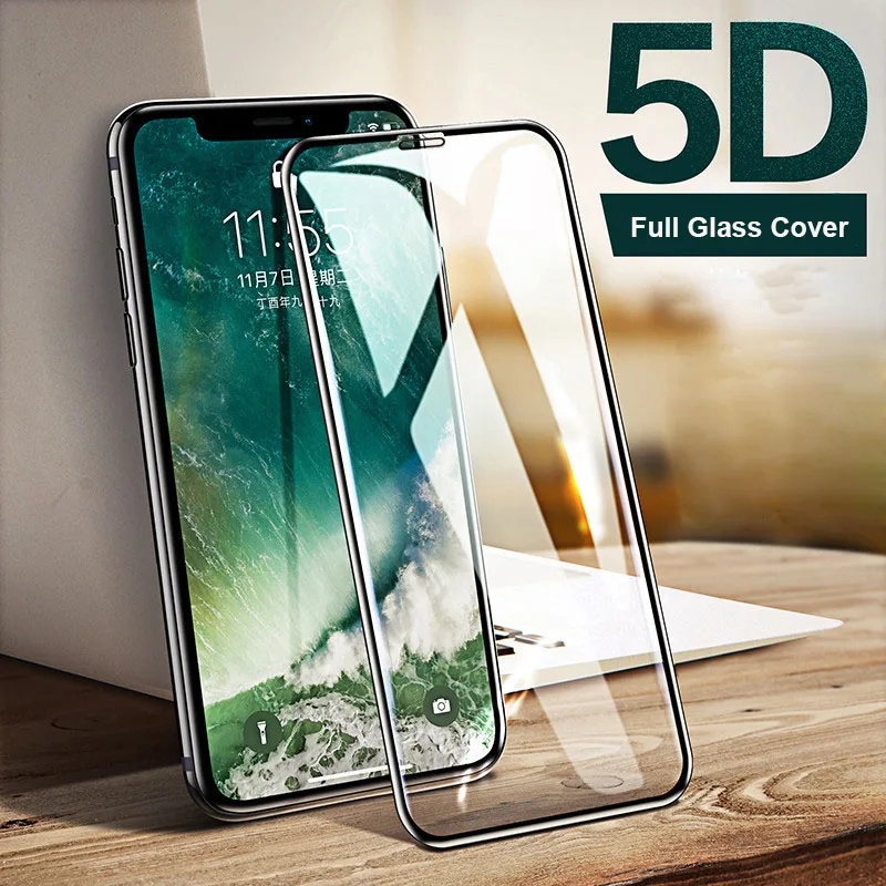 

5D Tempered Glass Screen Protector For iPhone XS Max XR X XS Super Clear Slim Front Guard Glass Film For iPhone 7 8 6 6S Plus