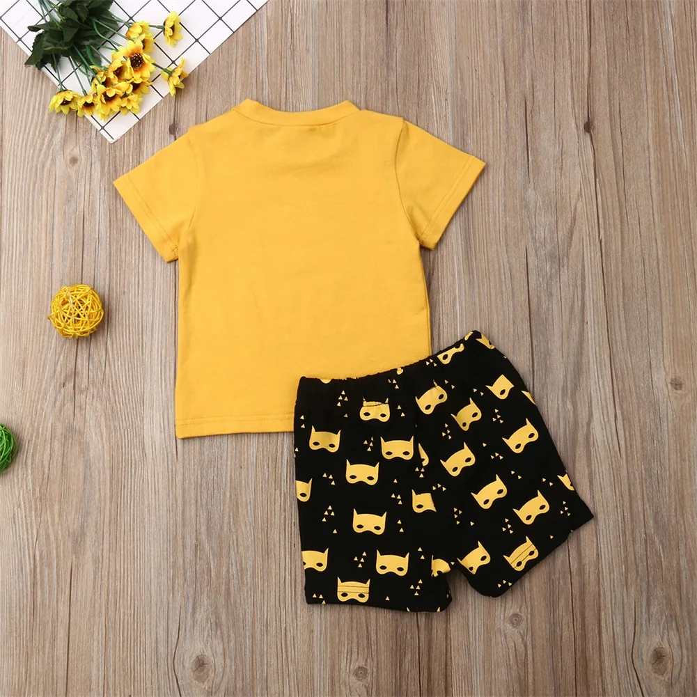 Pudcoco Summer Batman Newborn Kids Baby Boy Tops Short Sleeves Cartoon T-shirt Short Pants 2Pcs Outfit Set Clothes 0-3Years