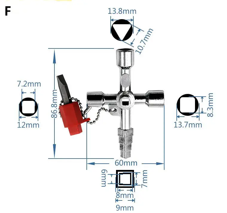 Многофункциональный Универсальный Крест ключ треугольник ключ для поезда Электрический шкафчик лифта клапан сплав треугольник квадрат