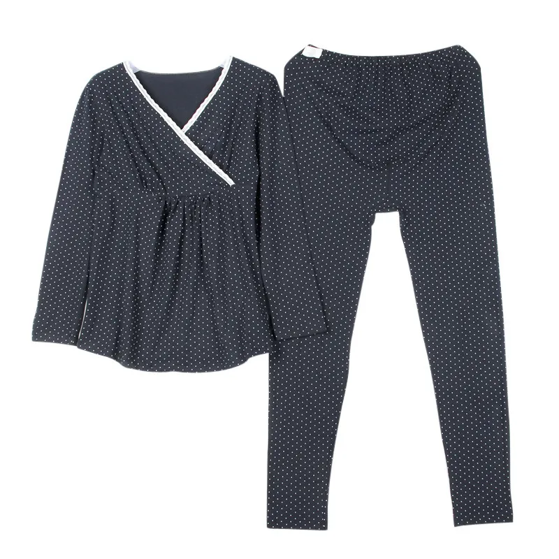 

Pregnant Home Clothes for Women Spring and Autumn Long Sleeve Dot Women's Pajamas Sets V-neck Lactation Nursing Nightwear