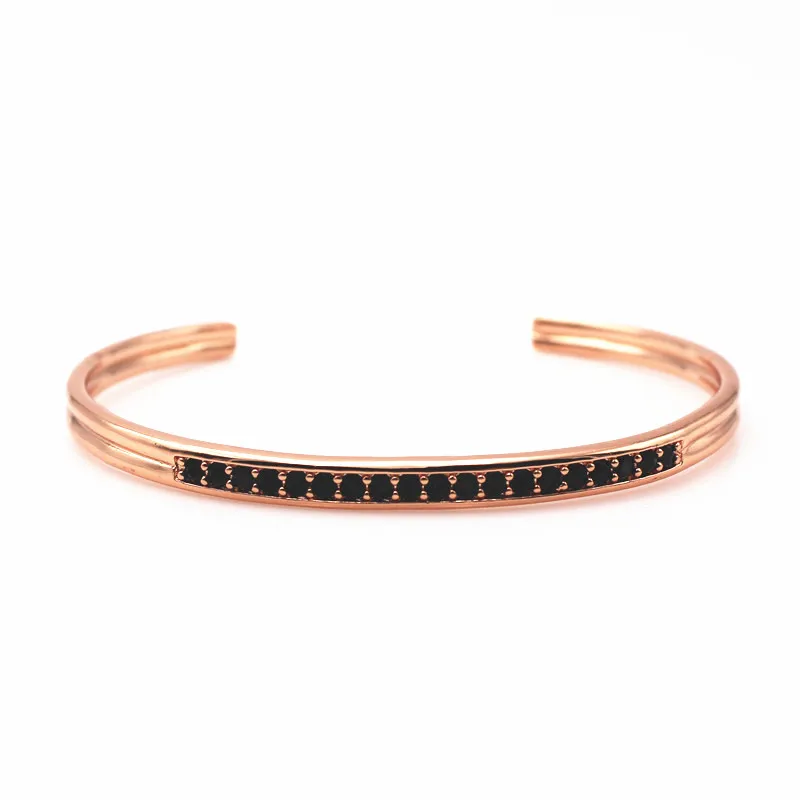 Famous Brand Mens Bangles Rose Gold Cuff Micro Pave Black Cz Famous Brand Mens Bangles Rose Gold Cuff Micro Pave Black Cz Open Bracelets For Men Valentine S Gift In From Jewelry Accessories