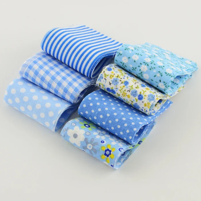 Голубых тонах, полоски из хлопковой ткани на каблуке 5 см х 100 см 7 шт./лот tildas желе рулон для Пошив скрапбукинга поделки лоскутное шитье