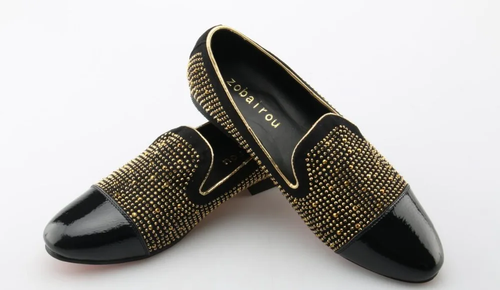 Zapatillas hombre/мужские лакированные кожаные черные туфли лоферы с заклепками casamento вечерние туфли мужские кожаные модельные оксфорды sapatos
