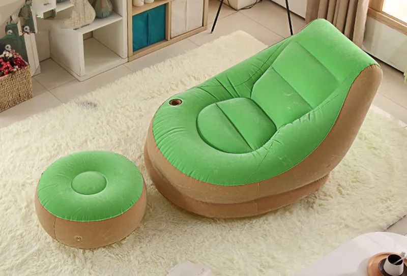 Надувной диван мебель для гостиной модный ПВХ стекающийся Beanbag диваны с подножка Бесплатная доставка