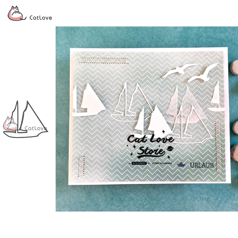 

Sailboat Yacht Metal Cutting Dies Stencils For DIY Scrapbooking Paper Card Decorative Craft Dies Embossing Die Cuts New 2019