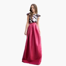 Фуксия Высокое качество Длинные атласные юбки новое поступление Длина пола Модные женские юбки шикарные невидимые молнии Макси Вечерние Saia