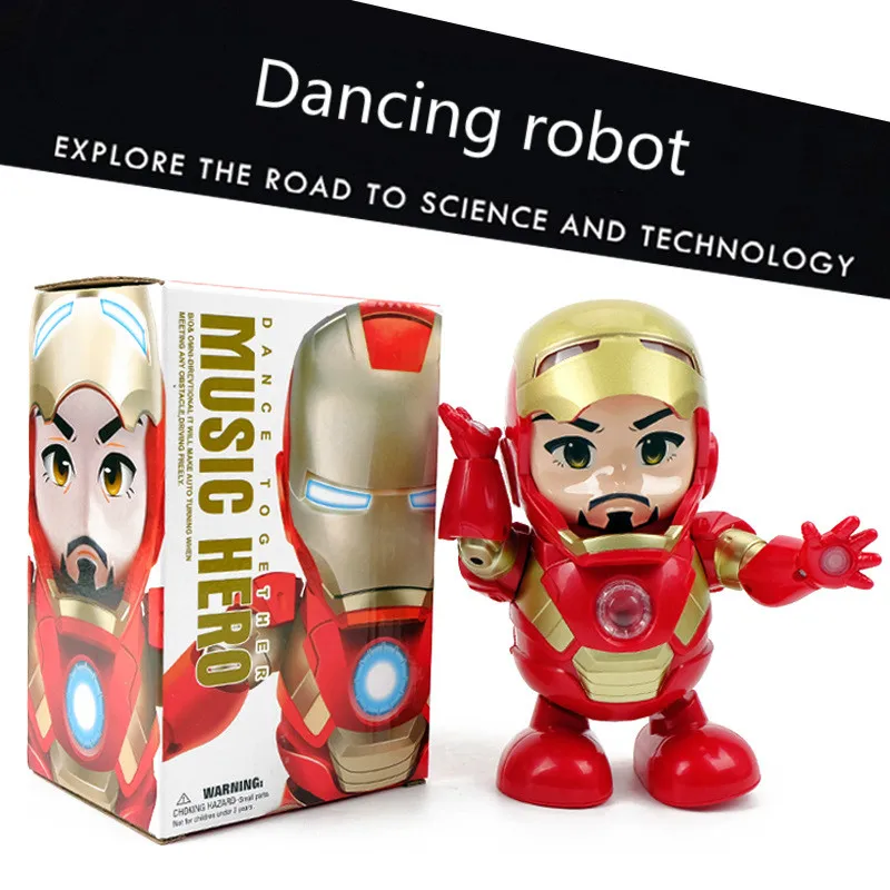 

Avengers 4 Iron Man Tony Stark Q Version Dancing LED Light Robot Toys Magnetic Floating Iron Man MK3 Figurines Gift for Kids Boy