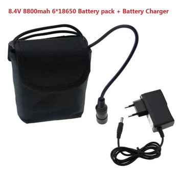 

18650 Bike Head Lamp Battery 8.4V 8800mAh 6x18650 Battery pack For LED Bicycle Lights With Battery Charger