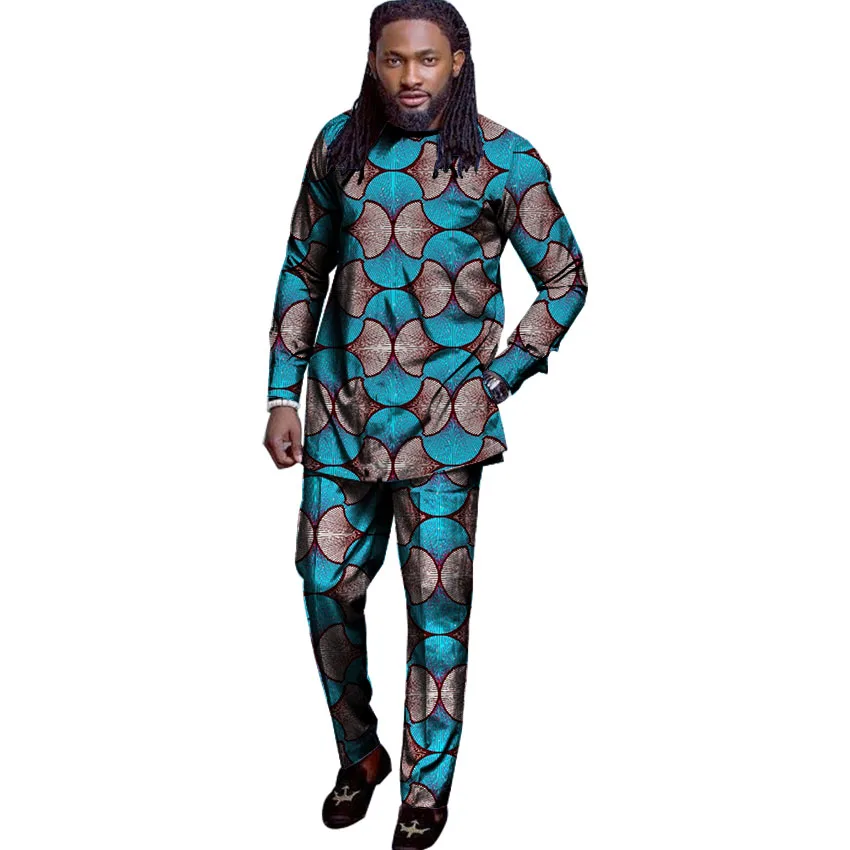 Fashion Men African Print Clothing Man's Tops+Trousers
