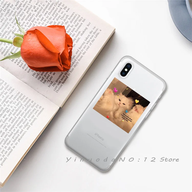 Yinuoda супер милый кот собака мультфильм розовый в форме сердца ты и я серия HD Прозрачный чехол для телефона для iphone 6 7 8 Plus X XS XSMax 5S