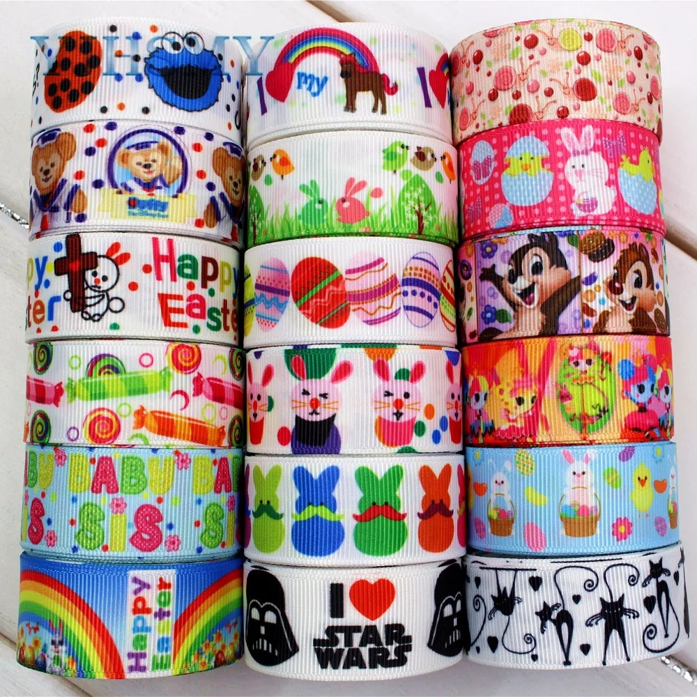 

YJHSMY H-17422-1451,22 mm 10 yards Cartoon Printed grosgrain Ribbons,DIY handmade Hair accessories Material wedding gift wrap