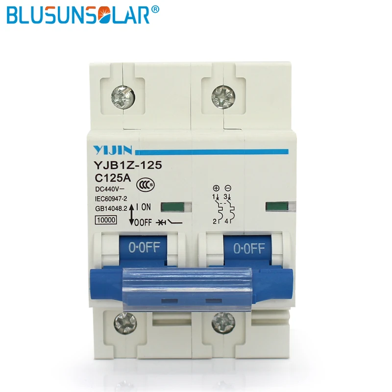 (50 шт./лот) 2P 125A DC440V MCB фотоэлектрический мини DC Автоматический выключатель