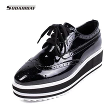 2016 Patent Leather Creepers Flat Shoes font b Women b font Oxford Platform Shoes For font