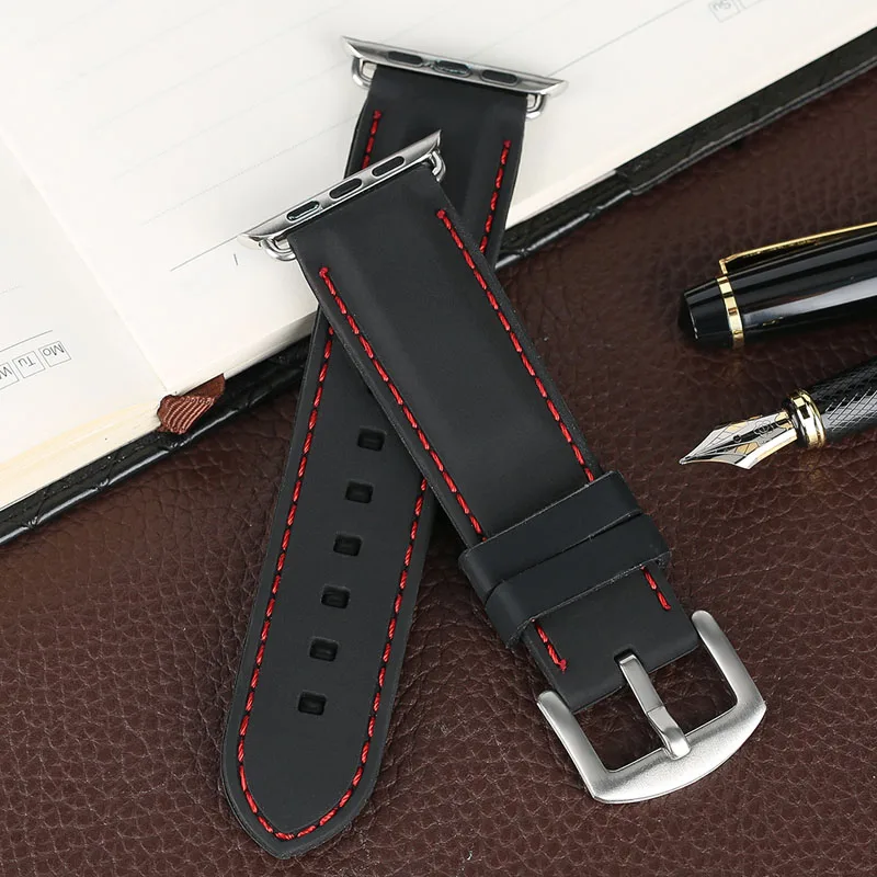 Sport Black Silicone Waterproof Bracelet WhiteRed Line Stitching Rubber Diving Watch Strap Band Ourdoor For  Watch Creative (7)