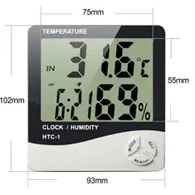 Digital LCD Thermometer Hygrometer Electronic Temperature Humidity Meter Weather Station Indoor Outdoor Tester Clock HTC-1 Digital LCD Thermometer Hygrometer Electronic Temperature Humidity Meter Weather Station Indoor Outdoor Tester Clock HTC-1
