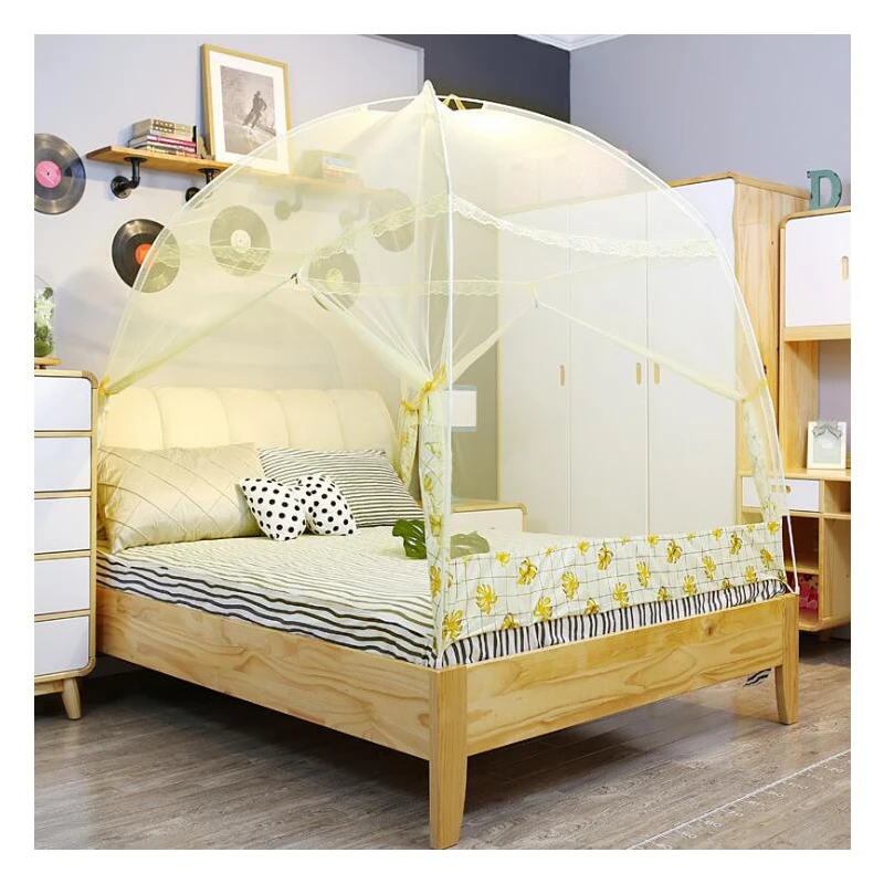 cheap Summer Bi parting Mongolian Yurt folded Mosquito Net Folding Mesh Insect Bed King Queen Size Bedding Canopy Curtain Dome Tent