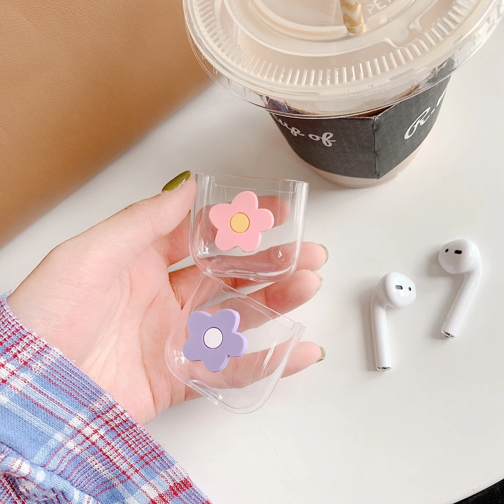 Чехол с мультяшными наушниками для Apple Airpods противоударный чехол AirPods прозрачный