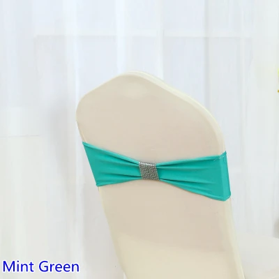 

Colour Mint Green tie bands Lycra sash chair sash Bow tie ribbon For Wedding Party Banquet Decoration wholesale with shiny belt
