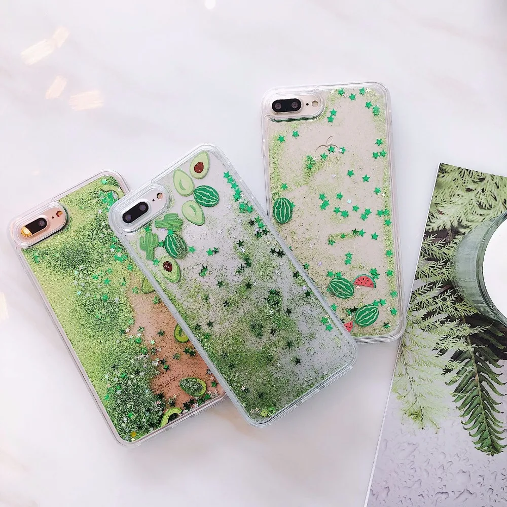 

Summer Fruit Quicksand Mobile Phone TPU Shell Soft Edge Hard Cover Mobile Phone PC Case for iPhone 6 6s 6P 6sP 7 7P 8 8P X