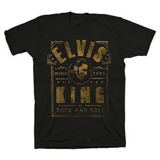

ELVIS PRESLEY King of Rock N Roll TEE - BLACK T SHIRT Sun Records MEMPHIS TN