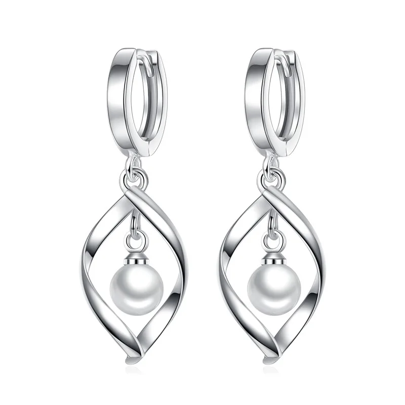 Стерлинговое Серебро 925 пробы, модные женские серьги-гвоздики с искусственным жемчугом и цветами, подарок на Рождество, женские дешевые серьги, Прямая поставка