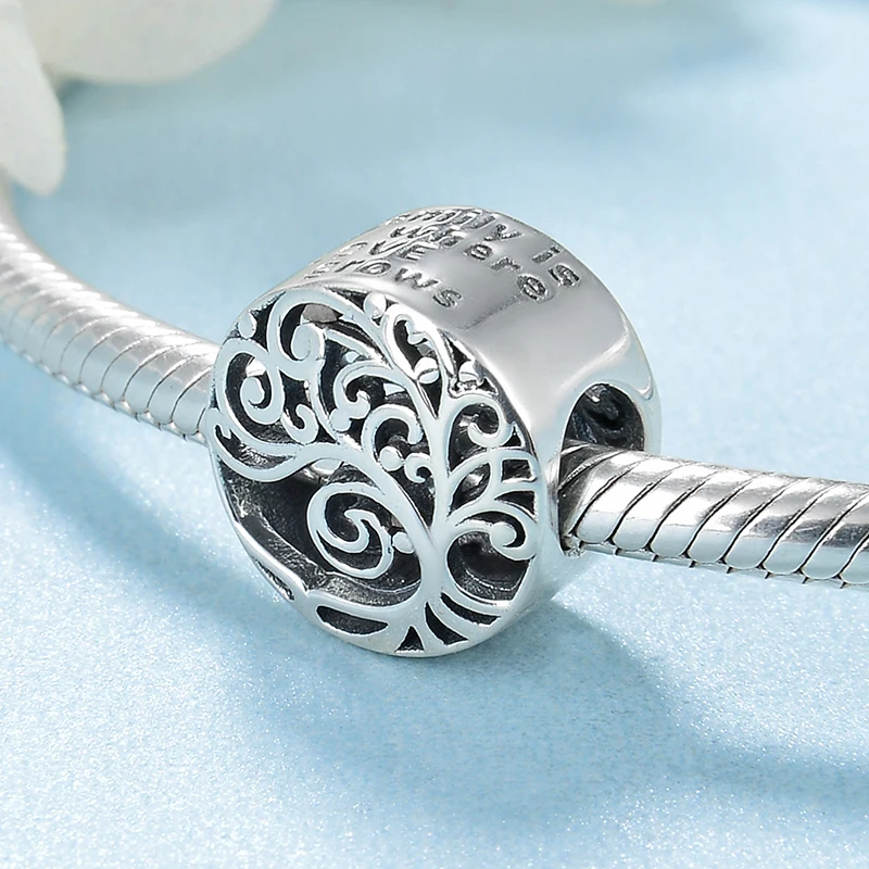 Hollow out Family is where love grows 925 Sterling Silver charm BeadsFit Original Charms Pandora Bracelet Jewelry making