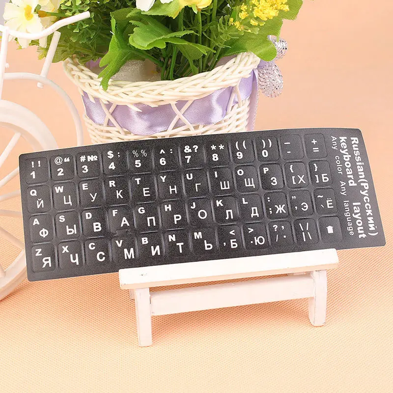 

Russian Standard Keyboard Layout Stickers Decoration White Letters Replacement