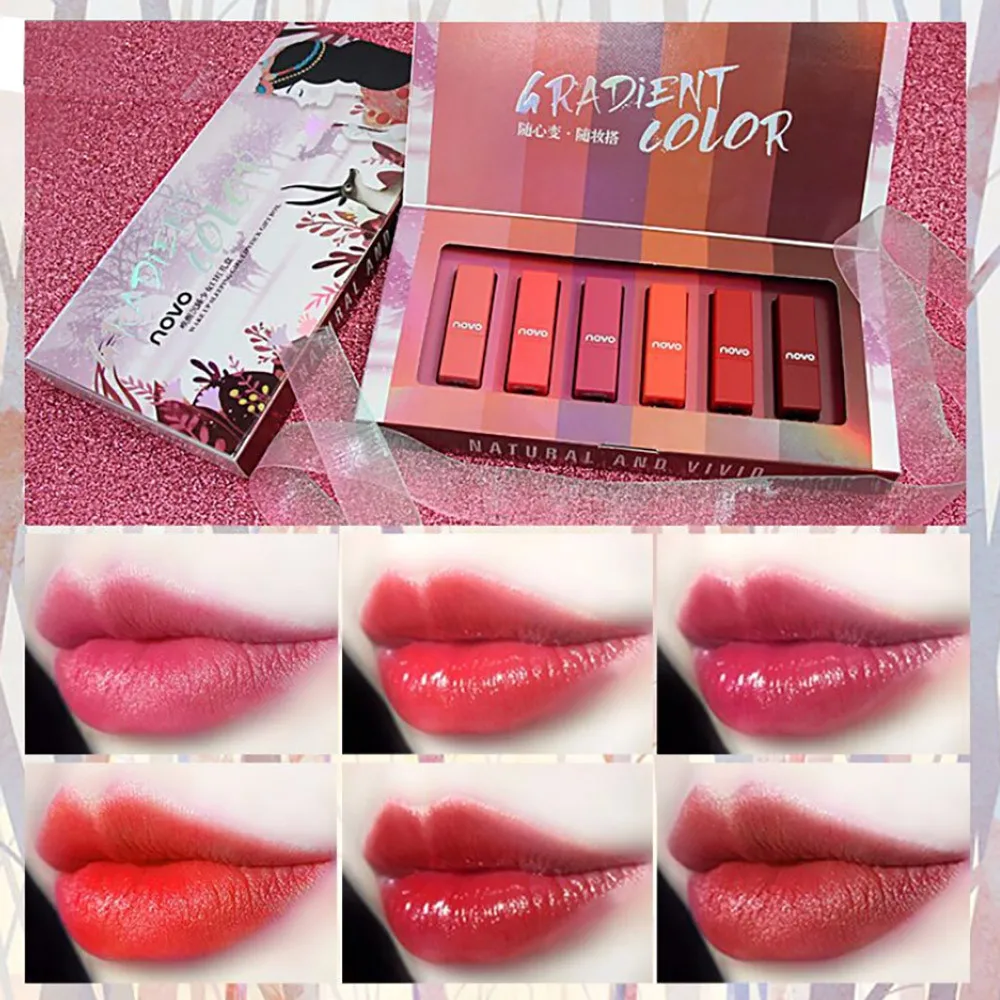 

Lipstick Cosmetic Sexy Lip Gloss Kit Long Lasting Lip Cosmetic Makeup Gift Easy to carry NEW 2018