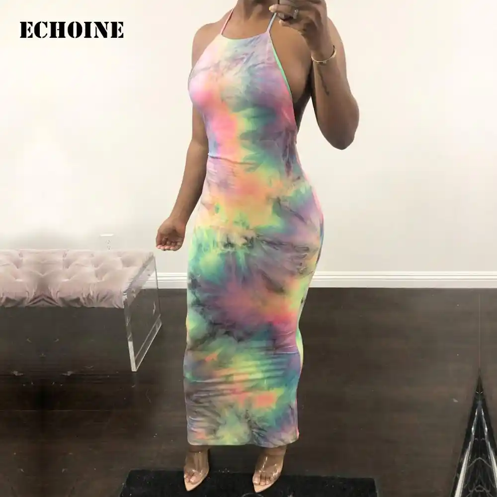 spaghetti strap tie dye dress