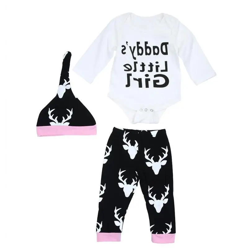 

Newborn Toddler Kids Baby boy Girls Outfit Clothes T-shirt Hat Tops + Pants